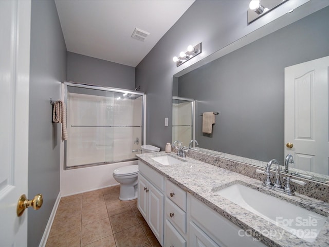 7642 Horseshoe Creek Dr, Huntersville, NC 28078 - full bath with toilet, tile patterned flooring, a sink, and visible vents