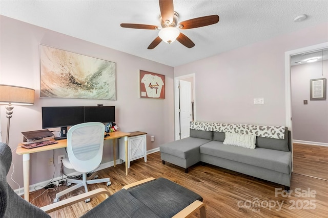 8814 Gerren Ct, Charlotte, NC 28217 - office area with baseboards, ceiling fan, and wood finished floors