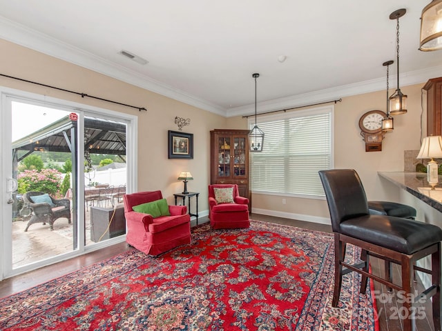 79044 Ridgehaven Rd, Lancaster, SC 29720 - living room with crown molding, baseboards, and wood finished floors