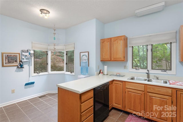 305 Piney Mountain Dr Unit R1, Asheville, NC 28805 - kitchen with black dishwasher, a peninsula, a sink, and light countertops