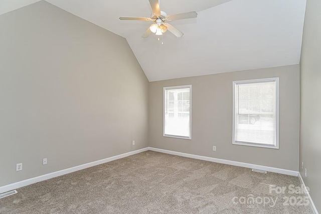 1930 Manning Pl, Rock Hill, SC 29730 - unfurnished room with light colored carpet, visible vents, plenty of natural light, and vaulted ceiling
