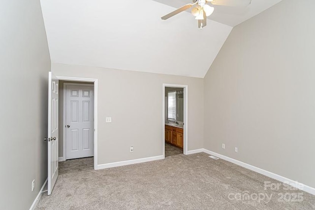 1930 Manning Pl, Rock Hill, SC 29730 - unfurnished bedroom featuring visible vents, baseboards, vaulted ceiling, and light carpet