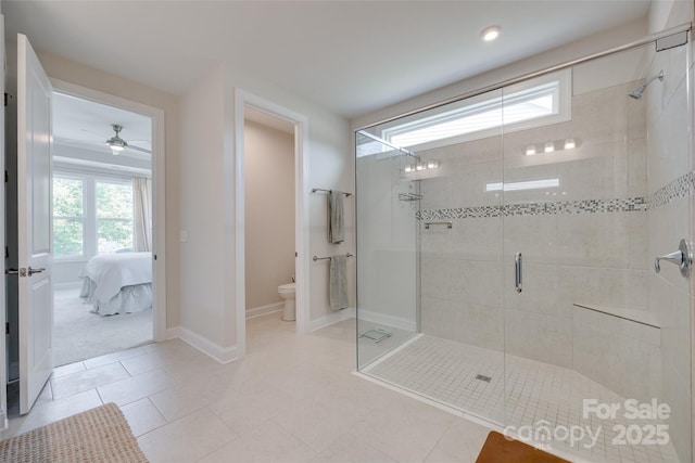 3029 Trace Meadow Ct, York, SC 29745 - ensuite bathroom with toilet, ensuite bath, a stall shower, tile patterned flooring, and baseboards