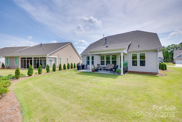 3029 Trace Meadow Ct, York, SC 29745 - rear view of house featuring a yard, a patio area, and a shingled roof