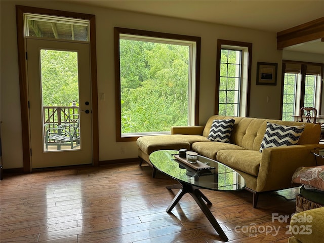 222 Creekside Way, Burnsville, NC 28714 - living room with baseboards and wood-type flooring