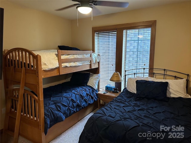 222 Creekside Way, Burnsville, NC 28714 - bedroom with carpet floors and ceiling fan