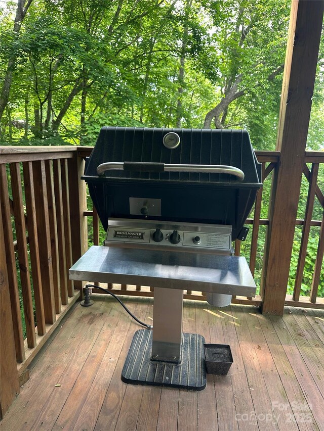 222 Creekside Way, Burnsville, NC 28714 - wooden deck with area for grilling