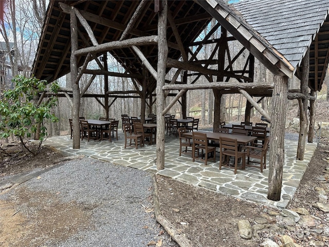 222 Creekside Way, Burnsville, NC 28714 - view of patio / terrace with a gazebo and outdoor dining space