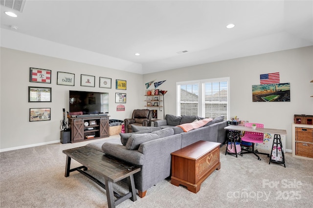 2655 Stonewood Vw, Kannapolis, NC 28081 - living area featuring carpet floors, recessed lighting, and baseboards