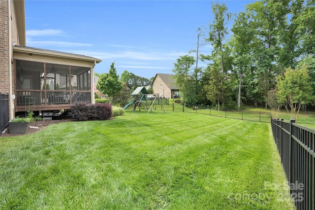 2655 Stonewood Vw, Kannapolis, NC 28081 - view of yard with a playground and a sunroom