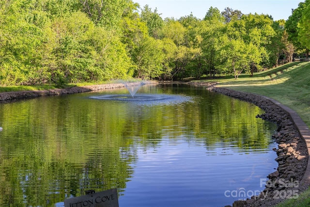 property view of water featuring a forest view