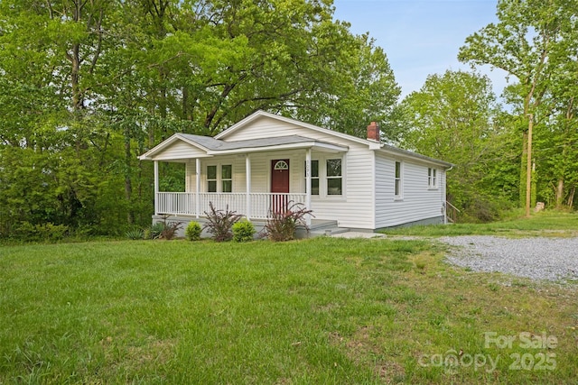 3093 Flat Gap Rd, Valdese, NC 28690 - bungalow-style house featuring covered porch, a chimney, and a front yard