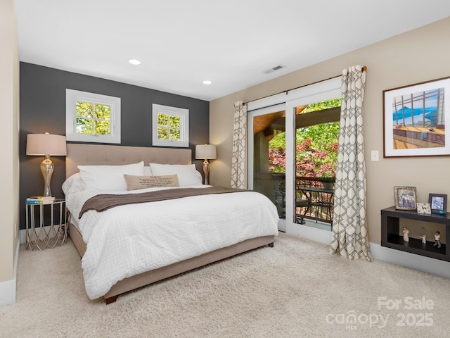 18 Ozark Spring Ln, Asheville, NC 28805 - carpeted bedroom featuring recessed lighting and access to exterior
