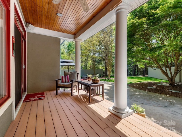 18 Ozark Spring Ln, Asheville, NC 28805 - deck with a fenced backyard and ceiling fan