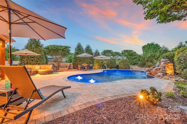 13215 Serenity St, Huntersville, NC 28078 - view of pool featuring a patio, an outdoor hangout area, and a fenced in pool