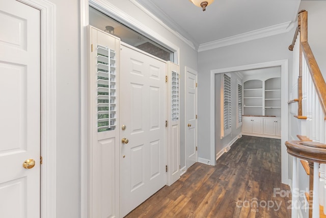 1468 Woodhurst Dr, Rock Hill, SC 29732 - entryway featuring crown molding and dark wood finished floors