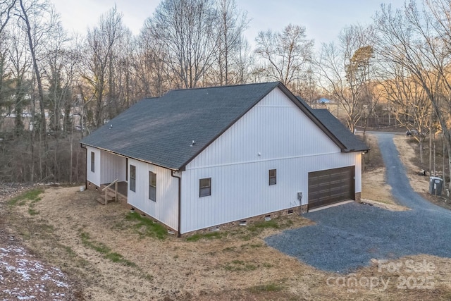 252 Big Lick Rd, Stanfield, NC 28163 - view of home's exterior with roof with shingles, crawl space, and gravel driveway