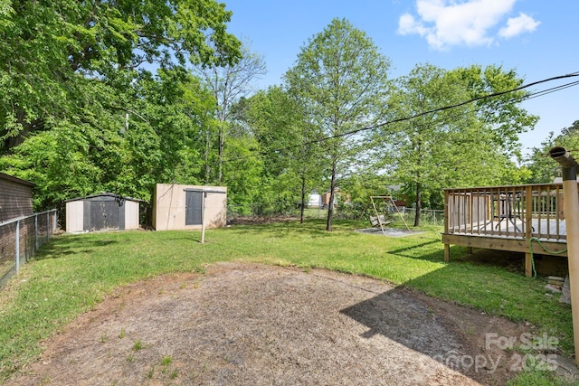 1053 Stoneybrook Ln, Rock Hill, SC 29730 - fenced backyard featuring a storage shed and a wooden deck