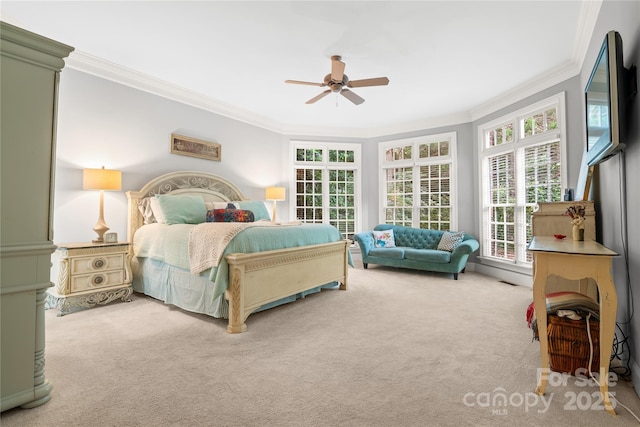 3420 Maryhurst Ln, Charlotte, NC 28226 - carpeted bedroom with crown molding and a ceiling fan