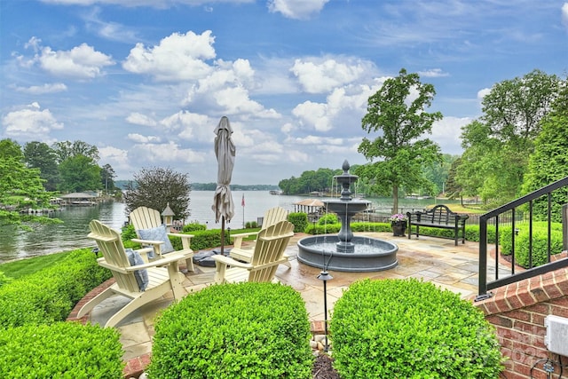 view of property's community with a water view
