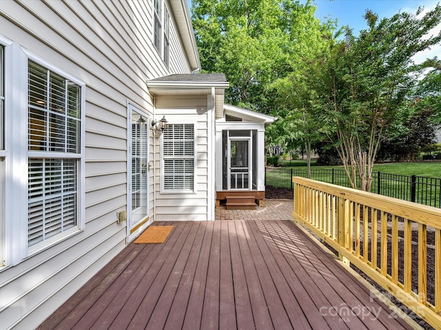 6005 Abergele Ln, Matthews, NC 28104 - wooden deck with a sunroom and fence