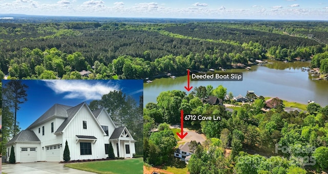 6712 Cove Ln, Sherrills Ford, NC 28673 - view from above of property with a heavily wooded area and a nearby body of water