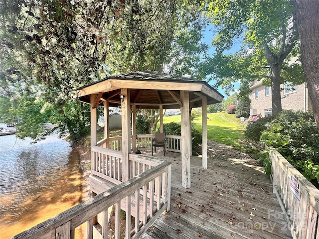 6712 Cove Ln, Sherrills Ford, NC 28673 - wooden deck featuring a water view and a gazebo