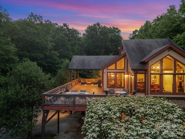 300 Falls View Dr, Lake Toxaway, NC 28774 - rear view of house featuring a deck and a shingled roof