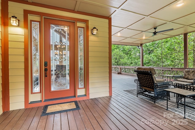 300 Falls View Dr, Lake Toxaway, NC 28774 - doorway to property featuring ceiling fan
