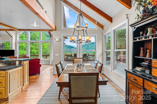300 Falls View Dr, Lake Toxaway, NC 28774 - dining space featuring a chandelier and light wood-type flooring