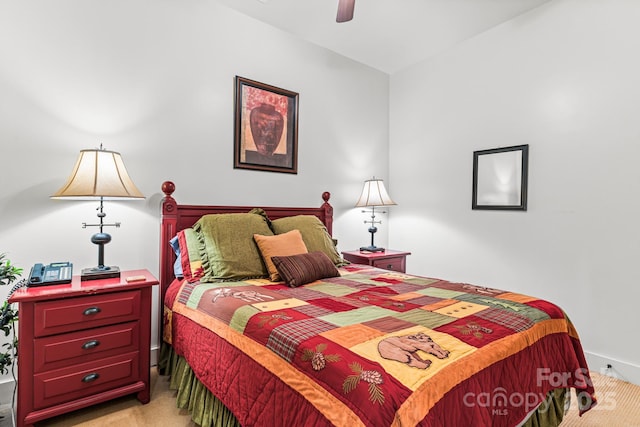 300 Falls View Dr, Lake Toxaway, NC 28774 - bedroom with light colored carpet and a ceiling fan