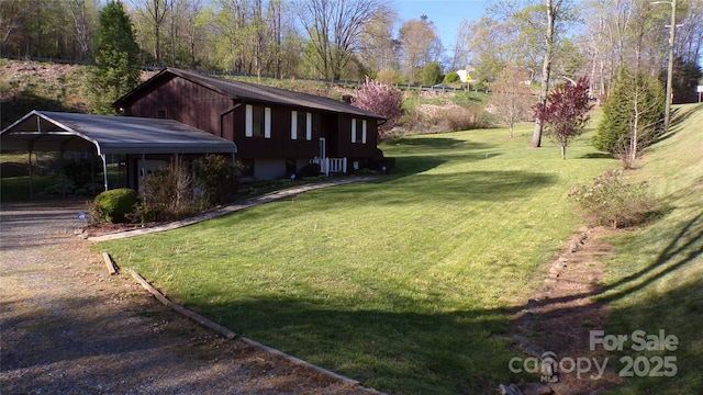 view of yard featuring a detached carport