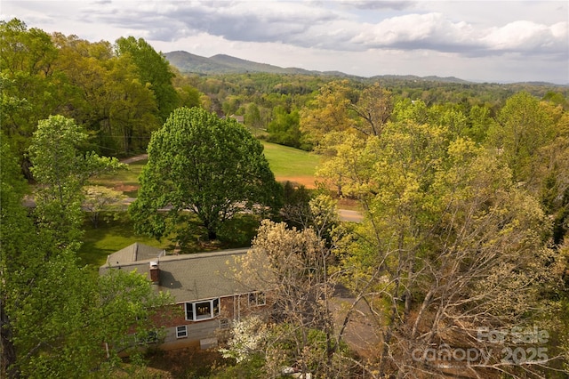 aerial view with a wooded view