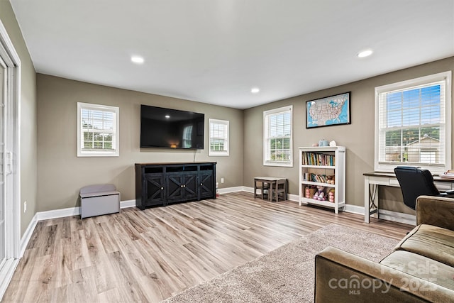 3615 Kimber Ln, Sherrills Ford, NC 28673 - living area with a healthy amount of sunlight, baseboards, and light wood finished floors