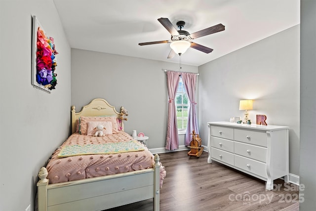 3615 Kimber Ln, Sherrills Ford, NC 28673 - bedroom featuring baseboards, ceiling fan, and wood finished floors