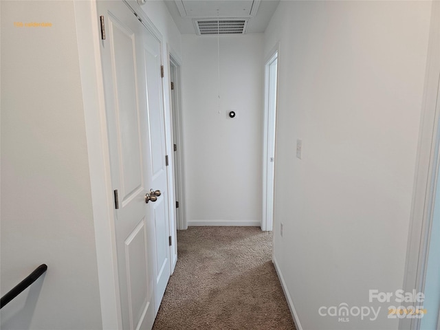 106 Calderdale Ln, Charlotte, NC 28262 - hall featuring visible vents, baseboards, carpet, and attic access