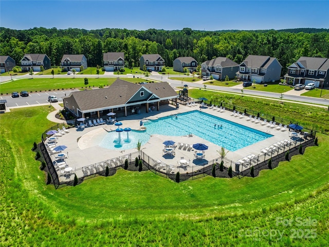 247 Tackle Box Dr, Troutman, NC 28166 - community pool with a residential view, a patio, and fence
