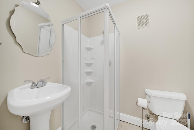 1323 Queens Rd Unit 420, Charlotte, NC 28207 - full bath with toilet, a stall shower, visible vents, and a sink