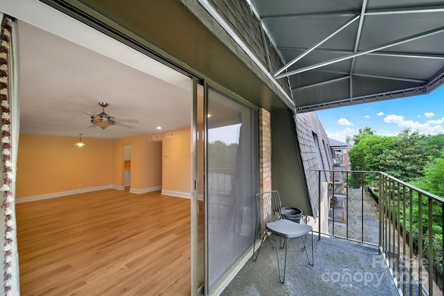 1323 Queens Rd Unit 420, Charlotte, NC 28207 - balcony featuring a ceiling fan