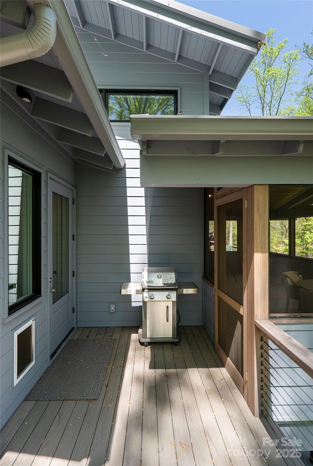 deck with a grill