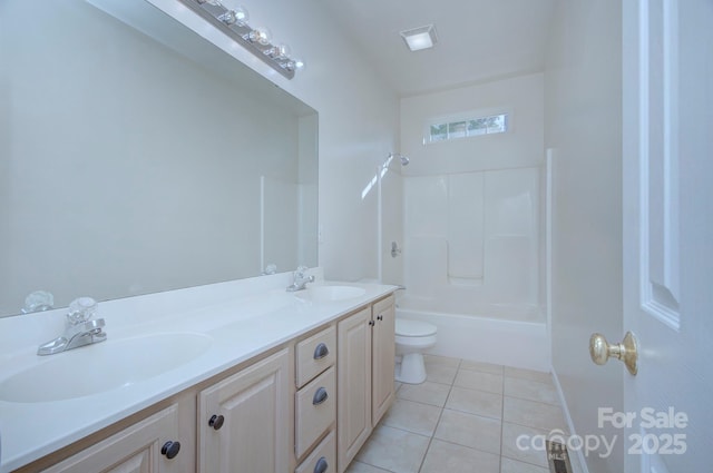 3226 Chatfield Ln SW, Concord, NC 28027 - bathroom with double vanity, tile patterned flooring, toilet, and a sink