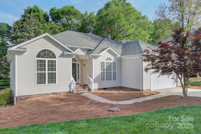 3226 Chatfield Ln SW, Concord, NC 28027 - ranch-style home featuring an attached garage, driveway, crawl space, and a shingled roof