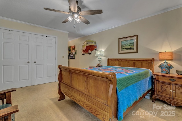 101 Carlyle Way, Asheville, NC 28803 - bedroom with crown molding, a closet, carpet flooring, and ceiling fan