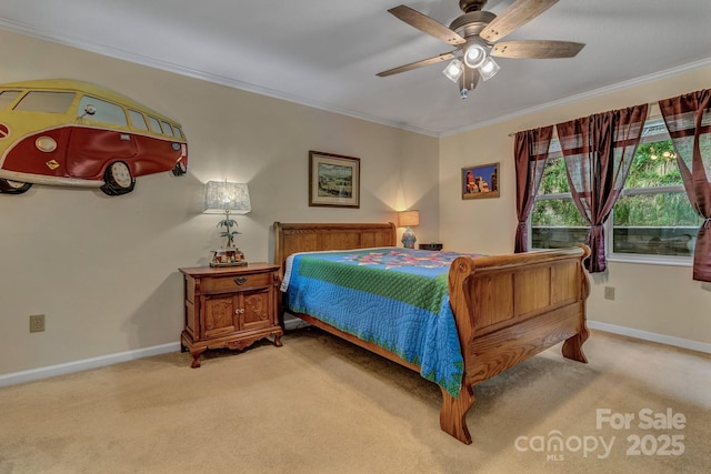101 Carlyle Way, Asheville, NC 28803 - bedroom with baseboards, crown molding, light colored carpet, and ceiling fan