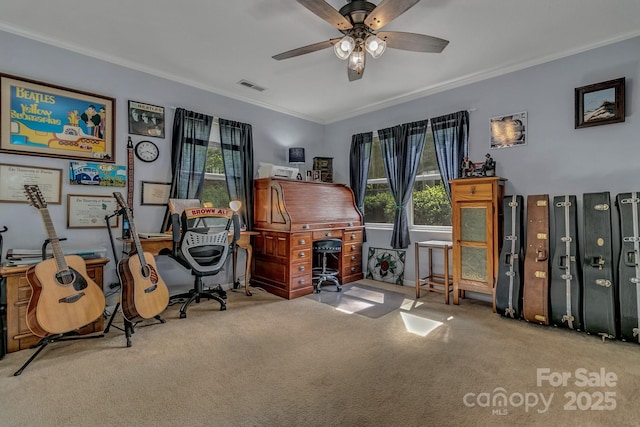 101 Carlyle Way, Asheville, NC 28803 - interior space with visible vents, crown molding, and a ceiling fan
