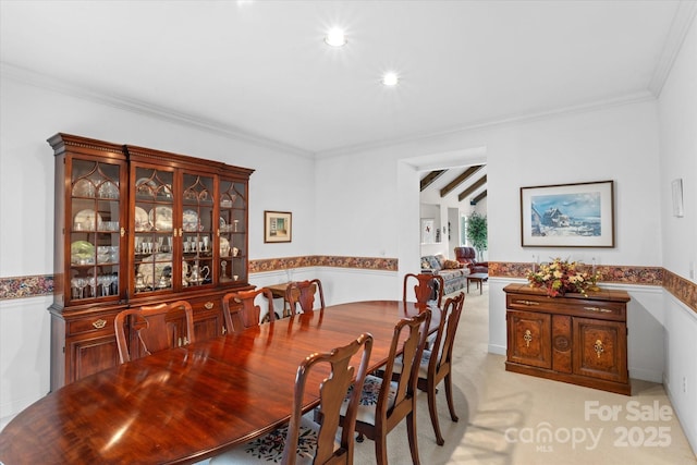 98 Fox Trl, Tryon, NC 28782 - dining room featuring recessed lighting, crown molding, and light colored carpet