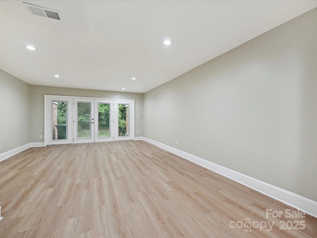 7004 Quail Hill Rd, Charlotte, NC 28210 - spare room with light wood-type flooring, recessed lighting, visible vents, and baseboards