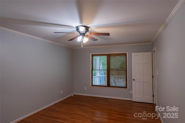 432 Partridge Pl, York, SC 29745 - empty room featuring wood finished floors, a ceiling fan, baseboards, and crown molding