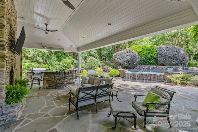 6824 N Baltusrol Ln, Charlotte, NC 28210 - view of patio / terrace featuring an outdoor hangout area and ceiling fan