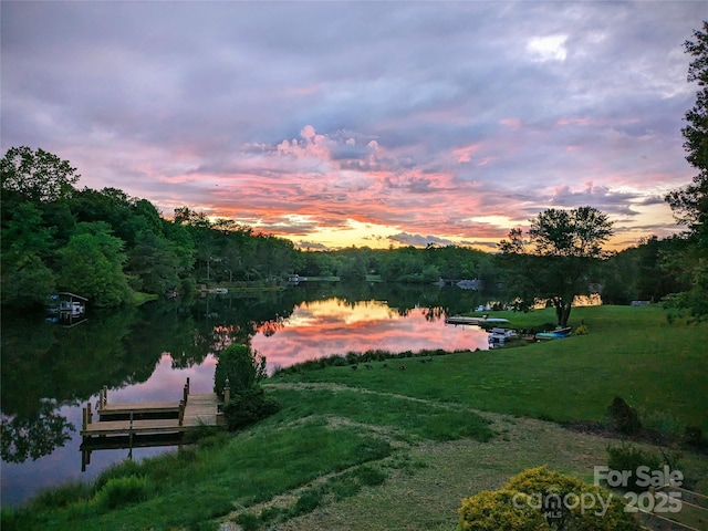 61 Tsataga Ct, Brevard, NC 28712 - aerial view at dusk featuring a water view